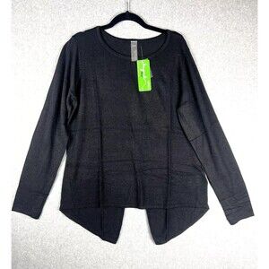 Zuda Sweater Womens Medium Black Ecovero Crossback Activewear Minimalist NWT